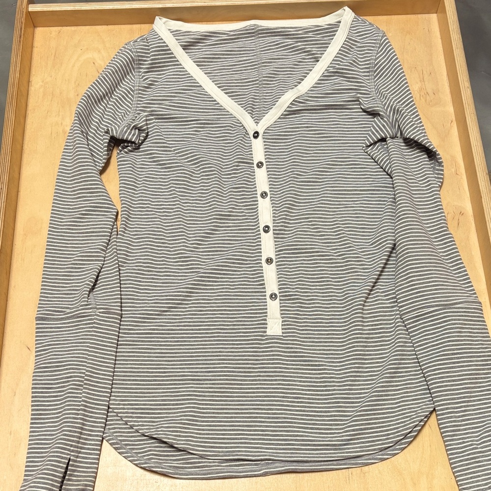 Lululemon V Neck Henley Long Sleeve Top